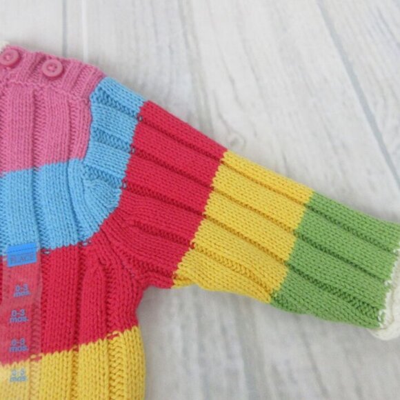 The Children's Place Sz 0-3 Months Knitted Sweater Striped Multi-Colored Girl - Picture 4 of 6